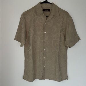 Tasso Elba Silk Button Up Lightweight Short Sleeve Shirt Patterned